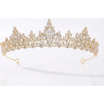 Souprava šperků B-TOP Výrazná svatební korunka se zirkony ve zlatém tónu