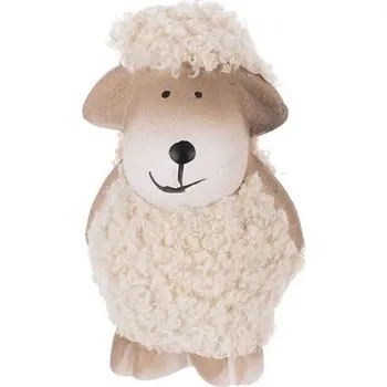 Velikonoční dekorace Velikonoční dekorace ovečka bílá/hnědá 1ks, 5x5x8 cm - Bílá