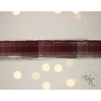 Stuha Plátnová stuha s metaloplastem a drátem, 25 mm, bordó