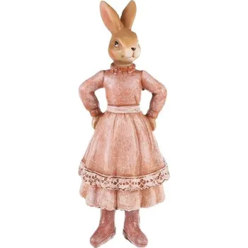 Velikonoční dekorace Velikonoční dekorace keramický zajíc v oblečku hnědý 1ks, 5x6x16 cm - Zaječice