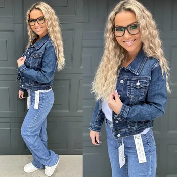 Pánská větrovka Džínová bunda C007 Velikost: XS, Barva: Tmavě modrá