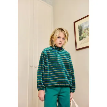 Chlapecká mikina Dětská mikina Tinycottons DUO STRIPES MOCKNECK SWEATSHIRT AW25.251 tyrkysová 67X, vel. 152