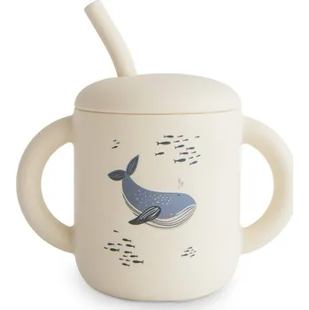 Mushie Silicone Training Cup Whales hrnek s brčkem 270 ml