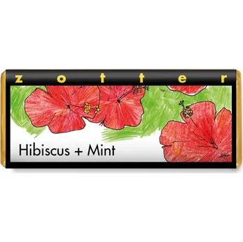 Čokoláda Zotter Bio plněná hořká čokoláda Ibišek a máta, 70 g