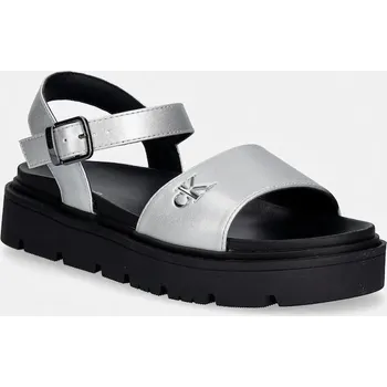 Dívčí sandály Dětské sandály Calvin Klein Jeans V3A2.83257.35.39 stříbrná SLV, EUR 38