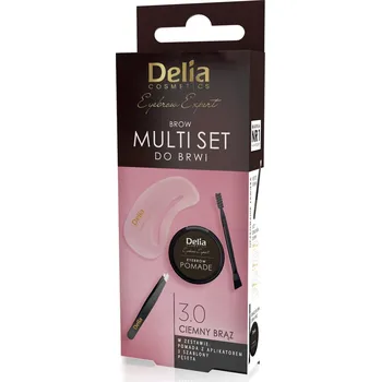 Barva na řasy a obočí DELIA Sada na obočí: pomáda, šablony, středně hnědá