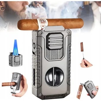 Zapalovač ZAPALOVAČ na doutníky s gilotinou 5v1, trojitý plamen, dárková sada