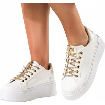 Dámské tenisky Dámské bílé tenisky sportovní šněrovací ZLATÉ detaily vel. 37