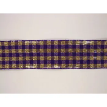 Stuha Kostková stuha s metaloplastem a drátem, 40 mm, fialová