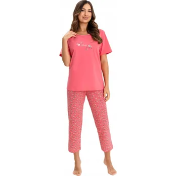 Dámské pyžamo Dámské pyžamo krátký rukáv dlouhé kalhoty bavlna Regina 736 M růžové