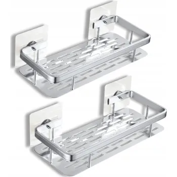 Obraz 2X PÓŁKA SILVER ŁAZIENKOWA WISZĄCA DO SPRCHY DO KOUPELNY, KOVOVÁ