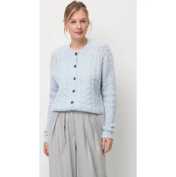 Dámský svetr Kardigan s příměsí vlny Bizuu EZELLA EZELLA.BLEKITNY modrá 05X, vel. ONE SIZE