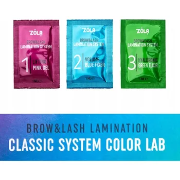 Péče o řasy a obočí ZOLA Sada na laminaci obočí a řas Color Lab - Sada sáčků 3 x 1 ml