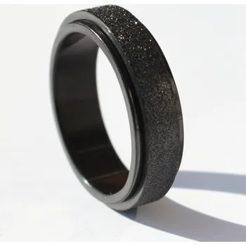 Prsten MATNÝ ČERNÝ PRSTÝNEK otočný kroužek ocel chirurgická ocel antistresový