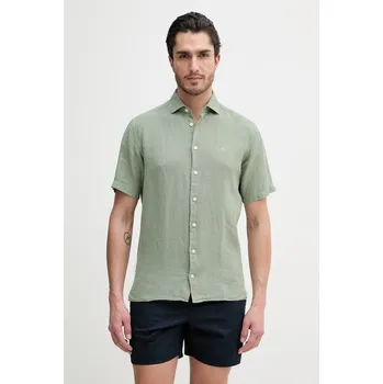 Pánská košile Lněná košile Hackett London HM3010633 zelená 97X, vel. M