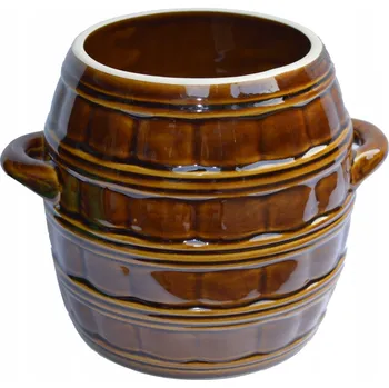 Hrnec Souděnek K NAKLÁDÁNÍ HRNEC NA OKURKY, ZELÍ, ZELENINU, KAMENINA 2,5L HNĚDÁ