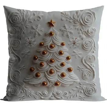Polštář Vánoční polštář CHRISTMAS TREE 3D 40x40 cm, stříbrný efekt, Mybesthome Varianta: Povlak na polštář s výplní, 40x40 cm