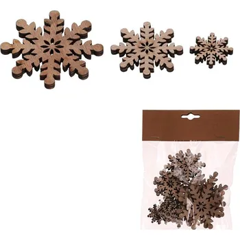 Vánoční dekorace Dřevěné vánoční ozdoby Sněhové vločky - mix 3 velikostí, přírodní barva (18 ks) Barva: Přírodní