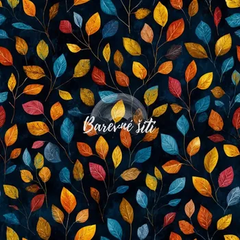 Úplet, Lístečky podzimu na navy (E) (Top kvalitní úplet Bella digitisk)