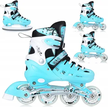 Kolečkové brusle BRUSLE 2V1 PRO DĚTI NASTAVITELNÉ 4v1 KOLEČKOVÉ BRUSLE KAUČUKOVÁ KOLEČKA KOLEČKOVÉ BRUSLE BRUSLE NA LED