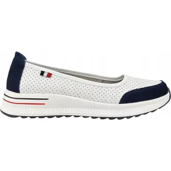 Dámské polobotky Dámské kožené sportovní baleríny polobotky 7815 bílá/námořnická modrá vel.