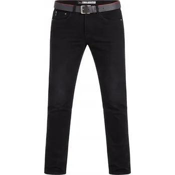 Pánské džíny PÁNSKÉ DŽÍNY + PÁSEK - KA6195 černé bavlněné džíny, sada, velikost 38