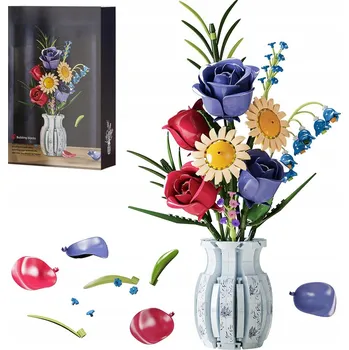 ostatní stavebnice STAVEBNICE KVĚTINOVÁ KYTICE S VÁZOU 787 DÍLKŮ BEZPEČNÉ MATERIÁLY