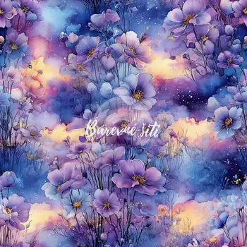 Úplet, Světlé fialkové květy při západu slunce (E) (Top kvalitní úplet Bella digitisk)