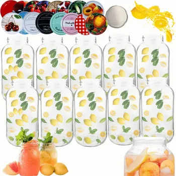Sklenice Sklenice 2000ml 2l šťávy nakládané okurky houby likéry 10 sad šroubovací víčka 82mm PZH