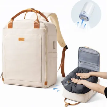 Batoh kompresní batoh béžový polyester 45x18x30 cm s pumpičkou