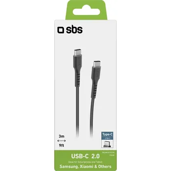 Datový kabel Kabel SBS USB typ C - USB typ C 3 m šedý