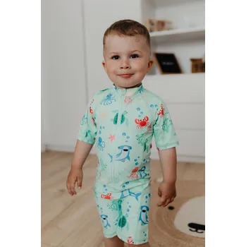 Kojenecký overall Dětský UV overal s krátkým 3/4 rukávem Deep sea Geggamoja Velikost: 74/80