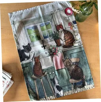 Utěrka Kuchyňská bavlněná utěrka Kočky v kuchyni 45 x 65 cm