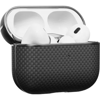 Pouzdro na mobilní telefon Kryt pro AirPods Pro 2 Pitaka Aramid Fiber Magnetic Case - černý