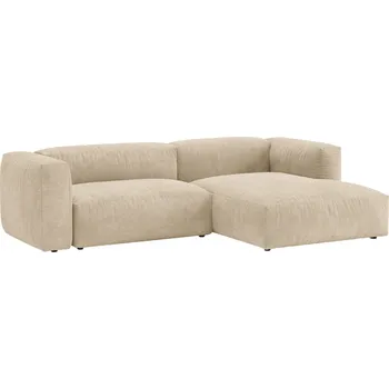 Pohovka Micadoni Světle béžová sametová rozkládací pohovka Martina 280 cm, pravá