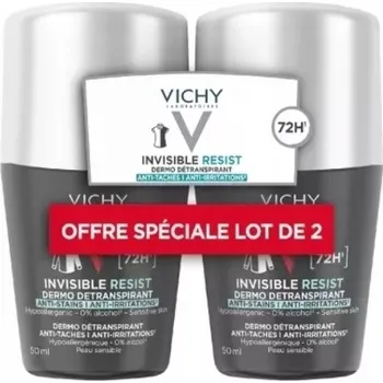 Vichy Antiperspirant Homme Invisible Resist Kuličkový deodorant proti skvrnám 72H 2x50ml