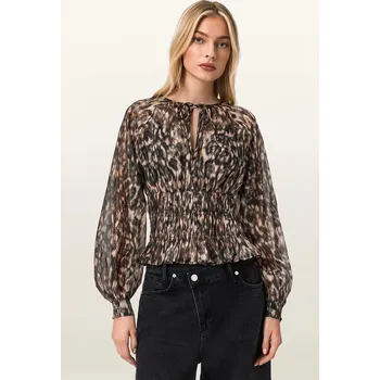 Halenka s příměsí hedvábí AllSaints CERN W004PE hnědá 82X, vel. 38