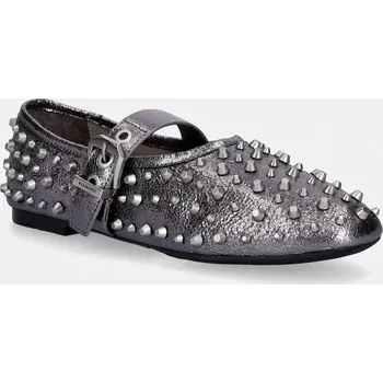 Dámské baleríny Kožené baleríny AllSaints Sabine Stud Shoe W089FE stříbrná SLV, EUR 38