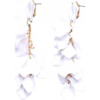 Náušnice Náušnice bílé DLOUHÉ visací lístky ZLATÉ BOHO