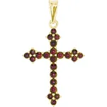 Český granát pozlacený stříbrný přívěsek Křížek 140269Z