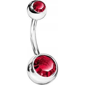 Piercing Piercing do pupíku s krystalky 1,6/10/5/8 červený