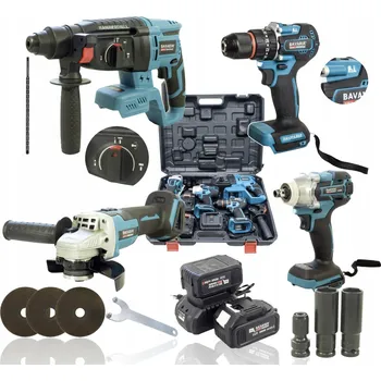 ONDRAGON Aku nářadí sada 4v1 21 V (bezuhlíková) – vrtačka/šroubovák + rázový utahovák + úhlová bruska + příklepová vrtačka, 2× 4,0 Ah, kufr