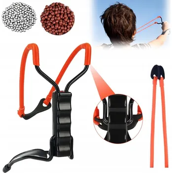 PRAK S ZAMĚŘOVAČEM + 100 KULIČEK - DÁLKOVÝ DOSAH SLINGSHOT, skládací