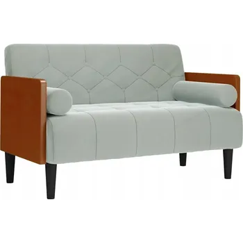 Pohovka VidaXL Dvoumístná pohovka s válcovými polštáři, světle šedá, 110 cm