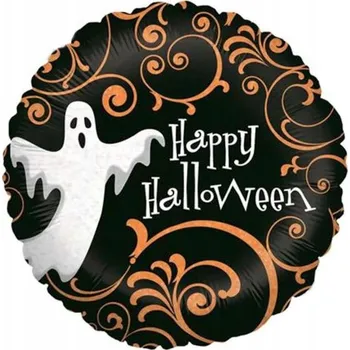 Balónek Fóliový balónek "Happy Halloween s duchem", ADIKBAL, 23 cm, kulatý