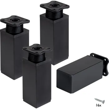 Stolová podnož Walteco Nábytková noha 40x40x100mm, 50 kg, aluminium optik, černá, 4 ks