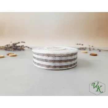 Stuha Kostková stuha s metaloplastem a drátem, 25 mm, bílo-stříbrná