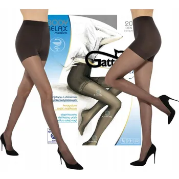 Dámské punčochy Hladké Punčocháče Gatta Body Relax Medica 20 DEN, hnědé Fumo, velikost 5
