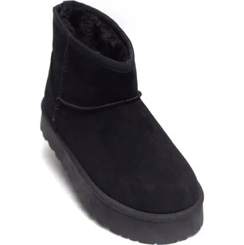 Dívčí sněhule Dětské sněhule zateplené kožíškem BIG STAR SS374018 ČERNÉ vel. 31