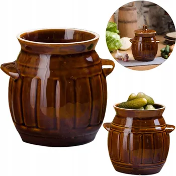 SUD K NAKLÁDÁNÍ OKURKY ZELÍ ZELENINA SUD S VÍKEM HRNEC KAMENINOVÝ 3,7L